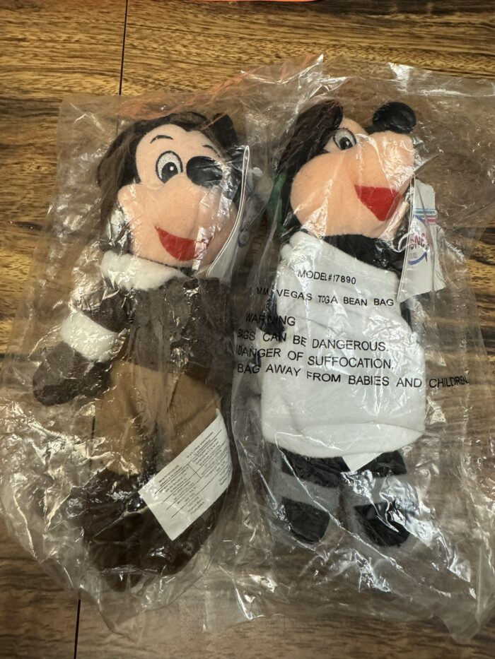 Lot Of 2 Disney store TOGA MICKEY Mini Bean Bag Plush 8” AND Pilot Mickey new