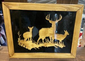 Buck Doe Fawn Deer – framed
