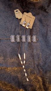 white turquoise and bronze necklace
