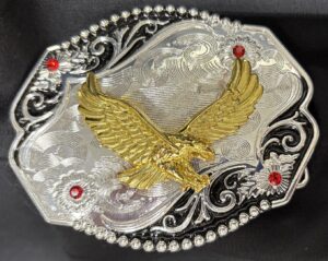 Silver western belt buckle