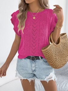 Pink Ruffle Trim Top