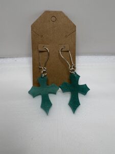 Teal Cross Earrings