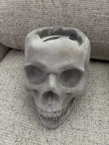 Mohogany Teak Skull Candle