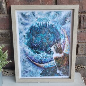 Cosmic Cat Art Print Framed