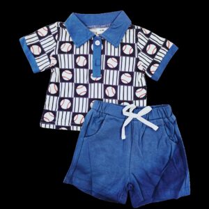 Baseball Checkered Boy Short Set