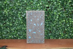 Cut out embossed leather long wallet