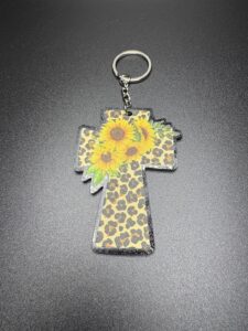 Leopard Cross with Sunflowers