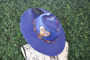 Royal blue straw rancher
