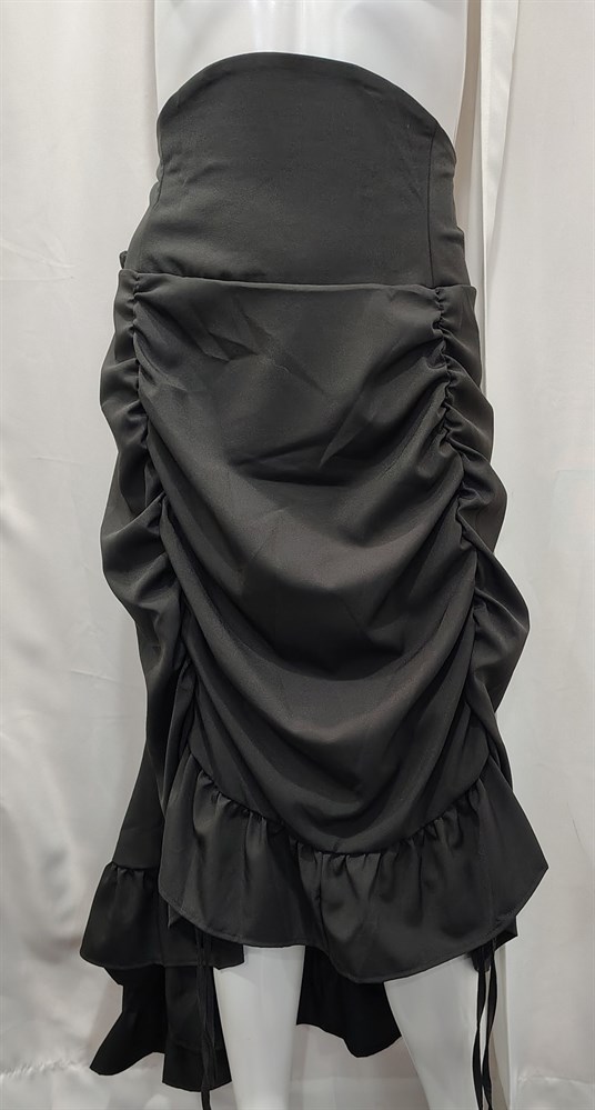 Gathered skirt with 2 front built in hikes, Black, 42″ waist