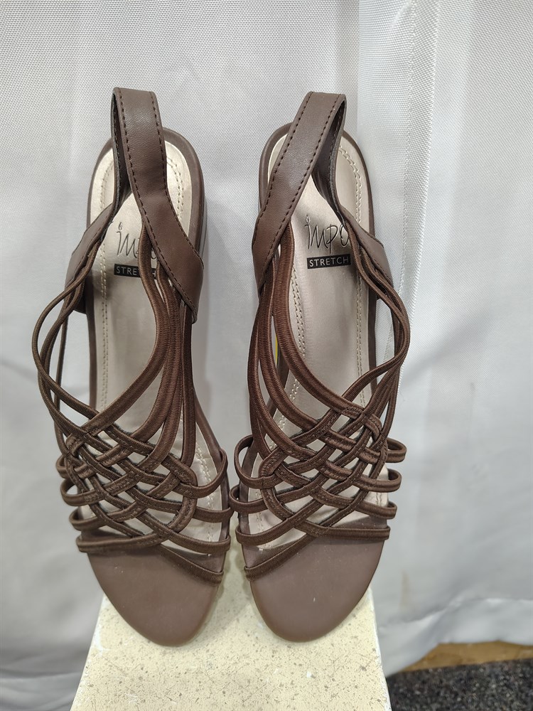 Strap sandals with ankle strap, Brown, Size 9