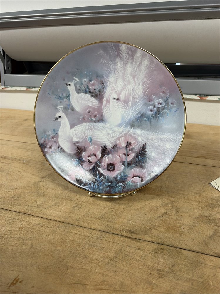 Lena Liu The Peacocks W.S. George On Wings of Snow Collector Plate 1991 COA
